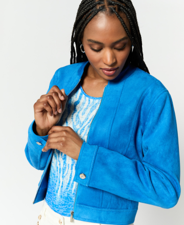 Veste courte unie bleue