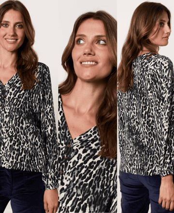 BLOUSE IMPRIMÉ LÉOPARD GRIS
