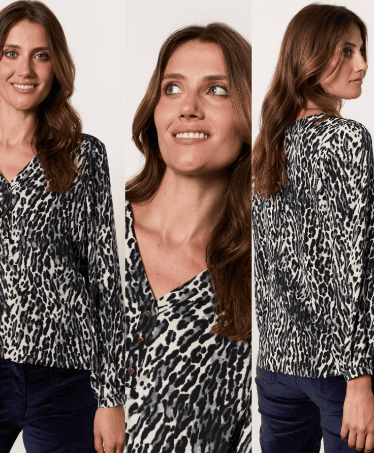 BLOUSE IMPRIMÉ LÉOPARD GRIS