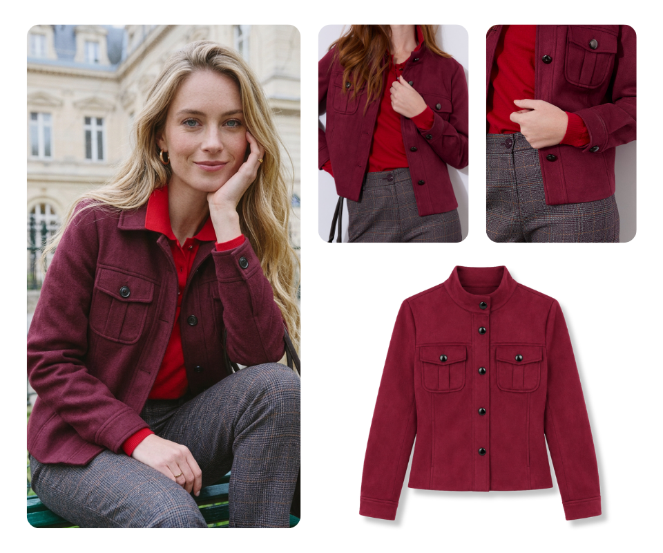 Veste daim bordeaux
