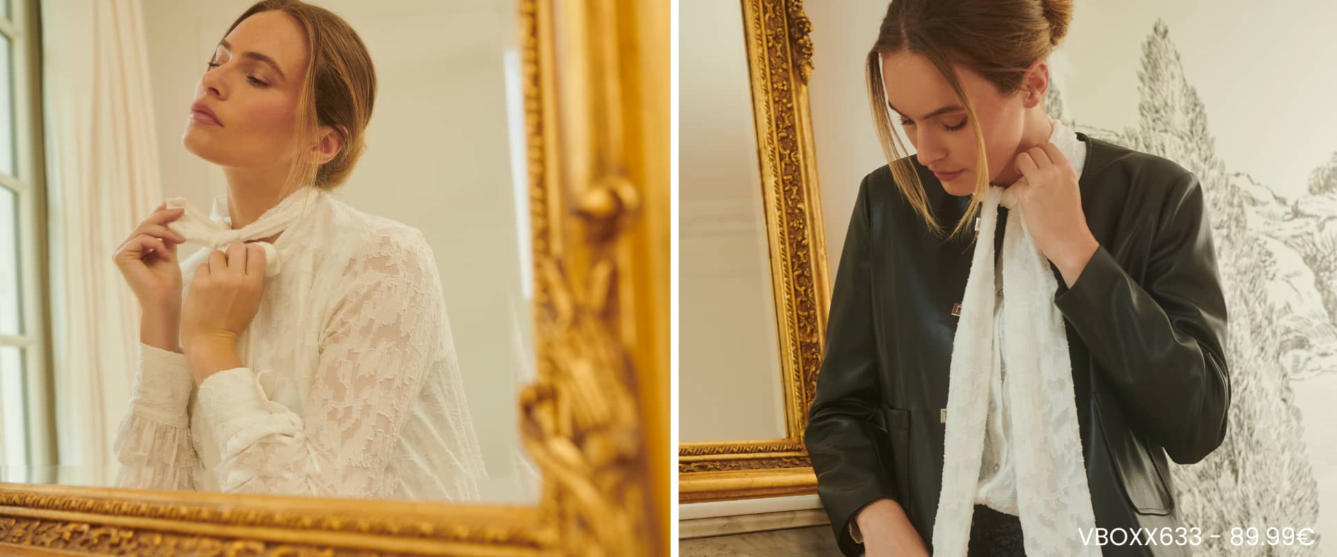 Veste Simili Noir et Chemisier 