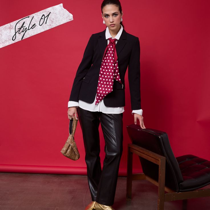 Ensmeble costume pantalon simili cravate