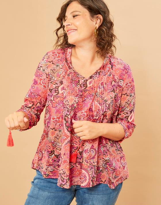Blouse manches 3/4 imprimé graphique