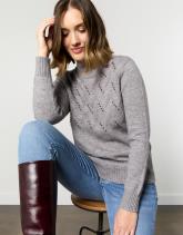 Pull épais uni décoré