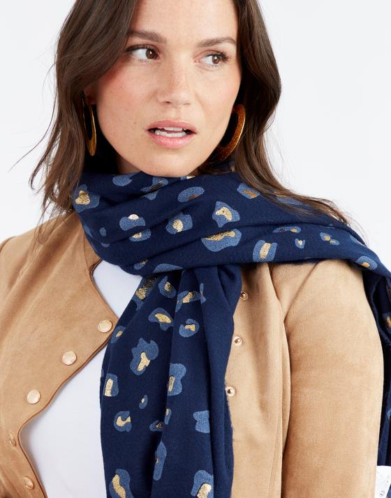 Écharpe Femme Imprimé Léopard – 150 X 70 Cm En Coton-lin – Foulard élégant Pour Toutes Les Saisons