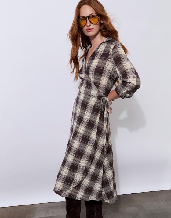 Robe longue à carreaux