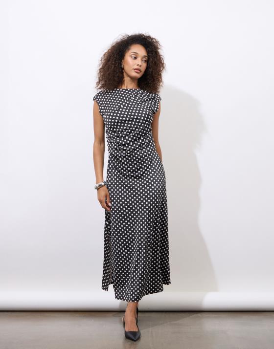 Robe midi imprimé à pois