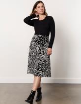 Jupe midi trapèze imprimé léopard