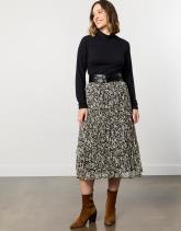 Jupe longue droite imprimé à fleurs