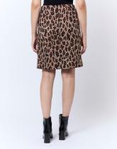 Jupe courte droite en jacquard imprimé léopard