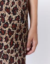 Jupe courte droite en jacquard imprimé léopard