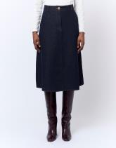 Jupe midi en denim unie