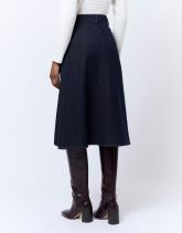 Jupe midi en denim unie