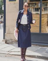 Jupe midi en denim unie