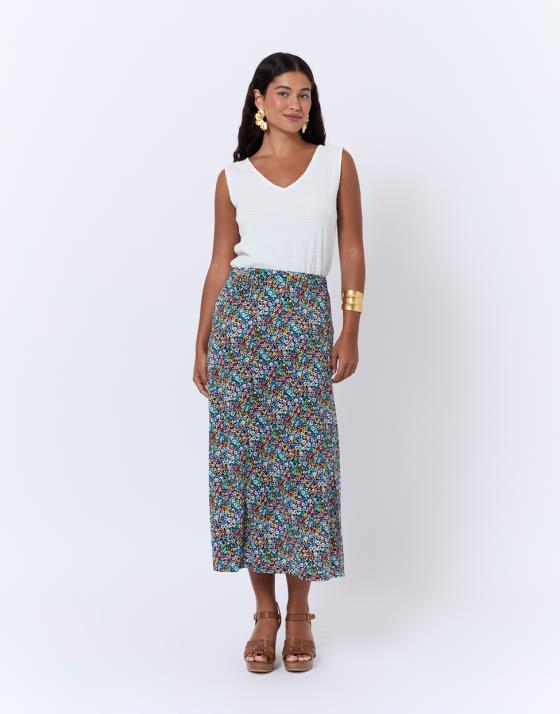 Jupe Femme Express à Fleurs Taille XS - Occasion Très Bon état, Longueur Genou, Polyester