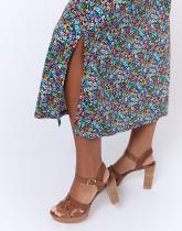 Jupe midi évasée imprimé à fleurs