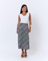 Jupe midi évasée imprimé à fleurs