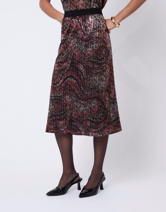 Jupe midi droite imprimée