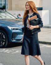 Jupe midi en denim unie