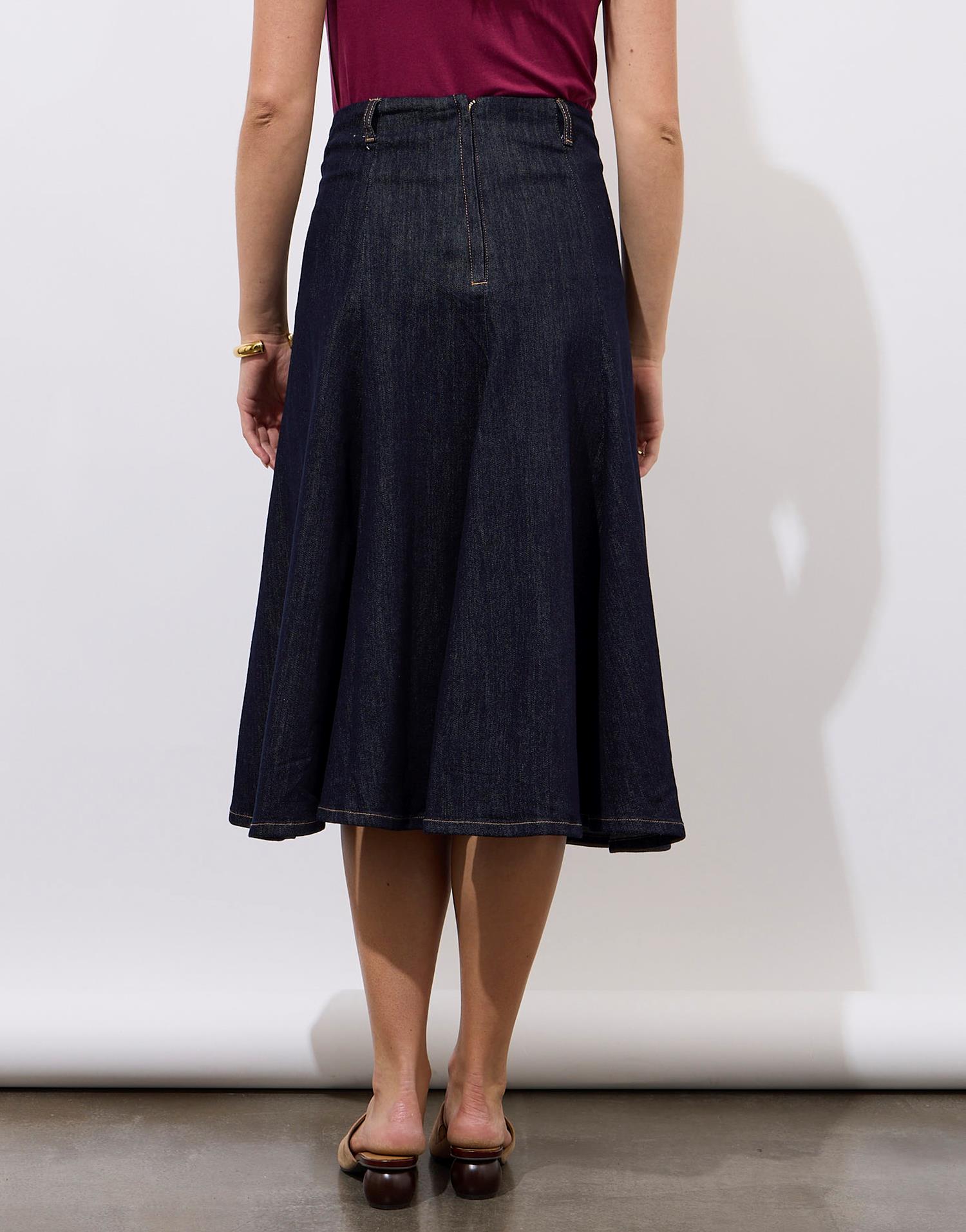 Jupe midi en denim unie