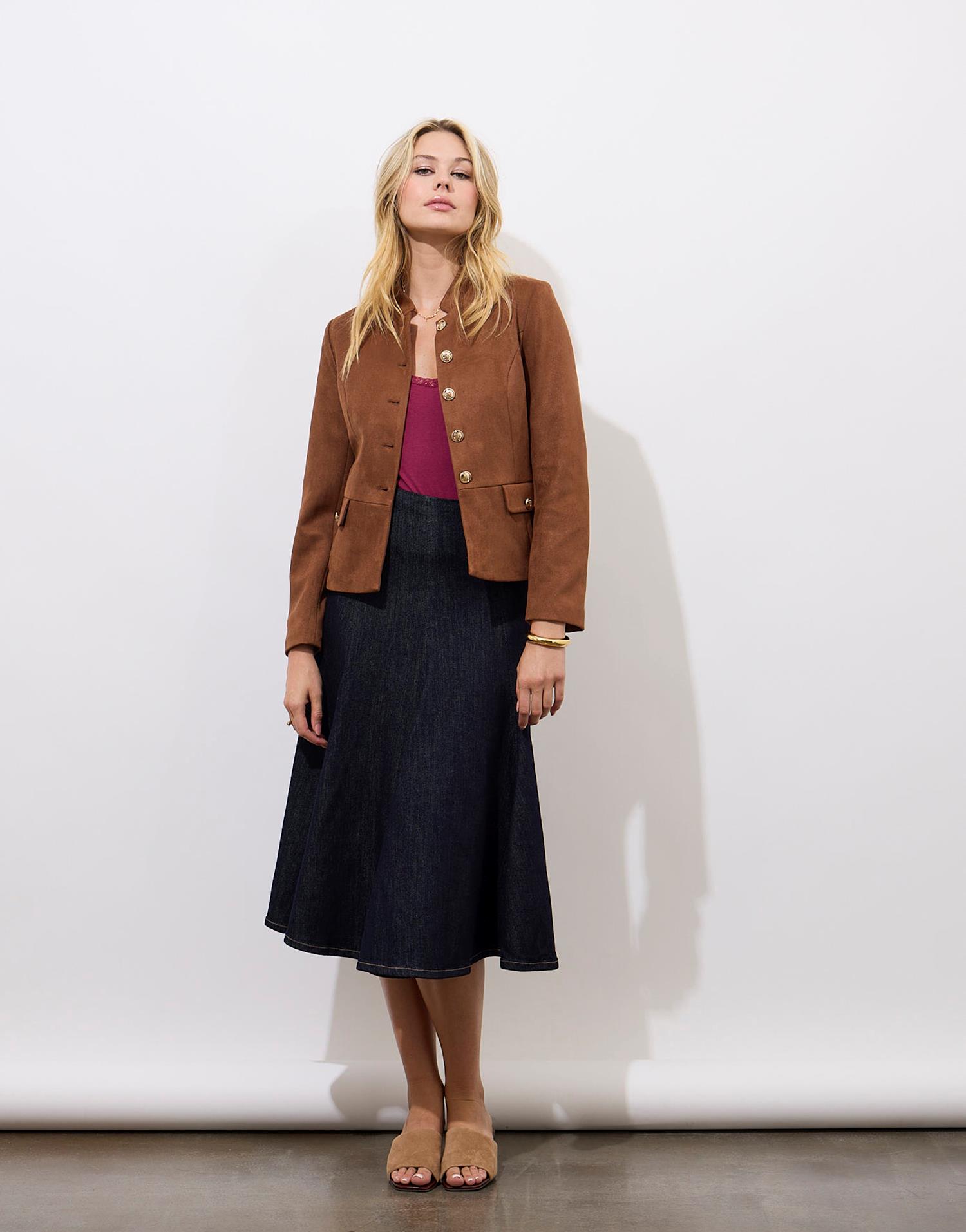 Jupe midi en denim unie
