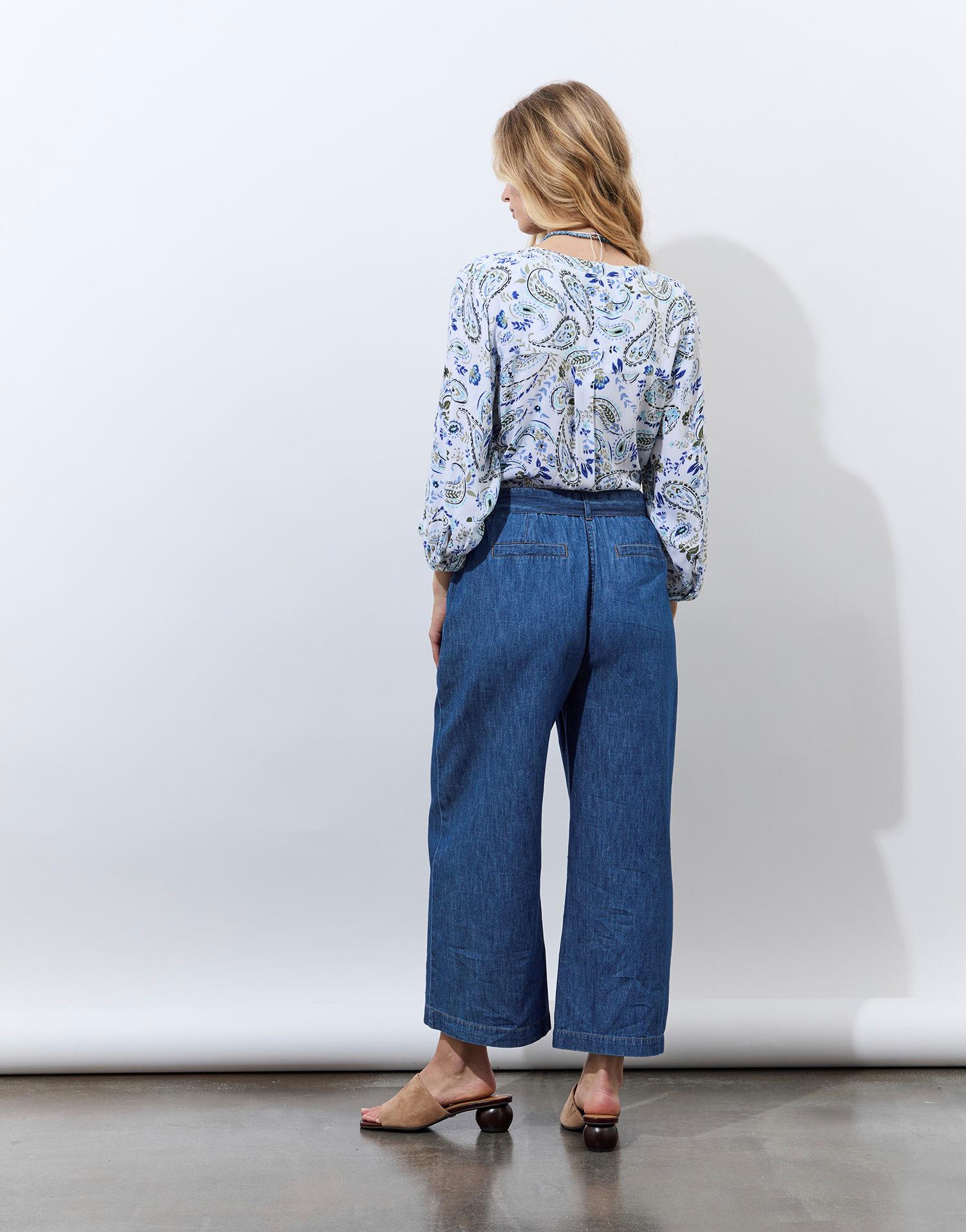 Pantalon cropped large uni
