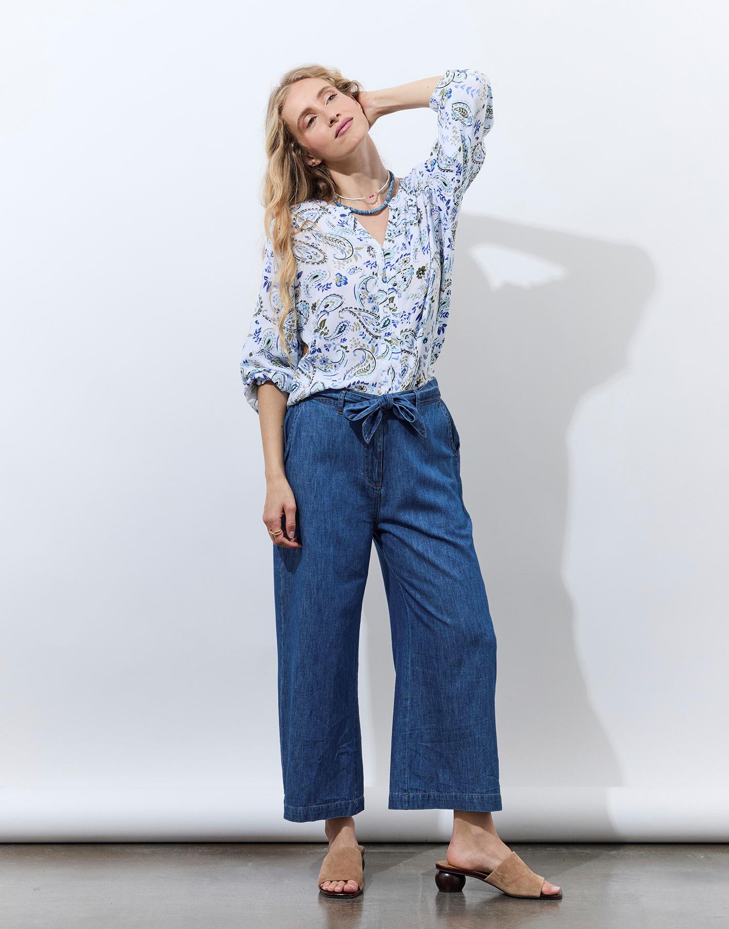 Pantalon cropped large uni