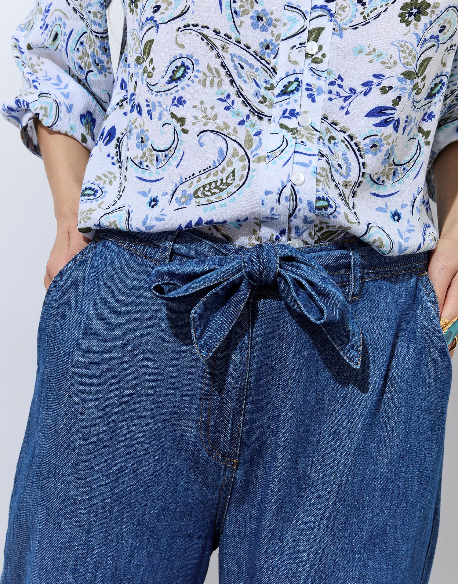 Pantalon cropped large uni