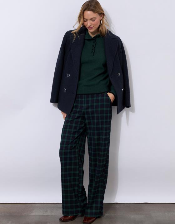 Pantalon long large à carreaux