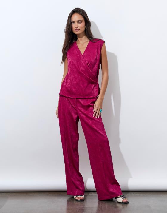 Pantalon long large jacquard