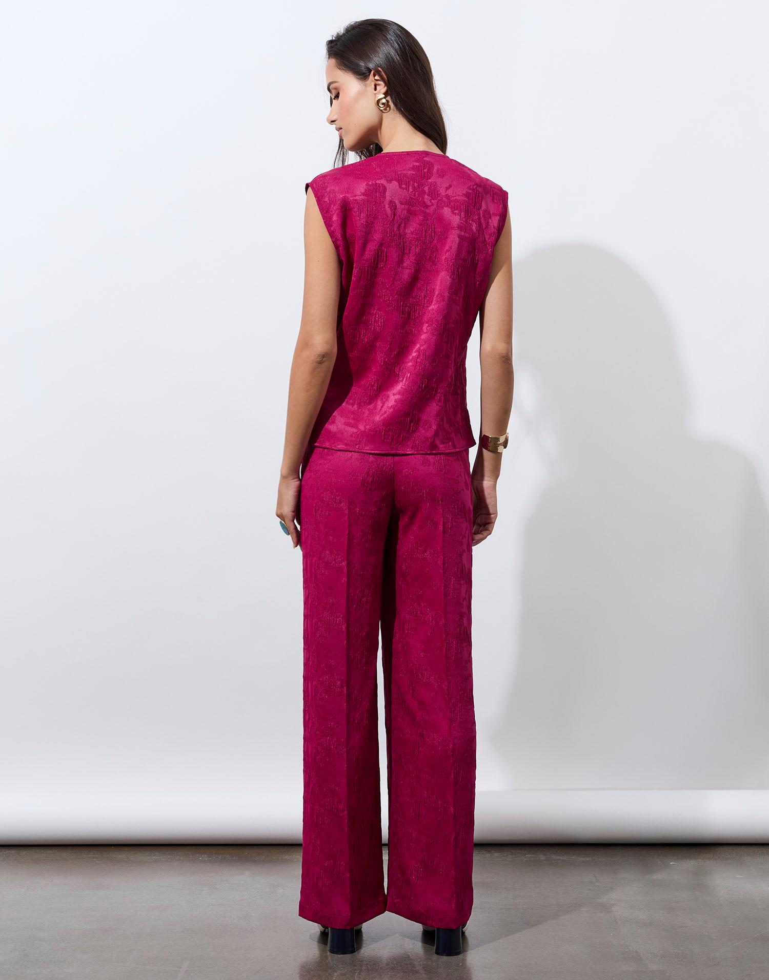 Pantalon long large jacquard