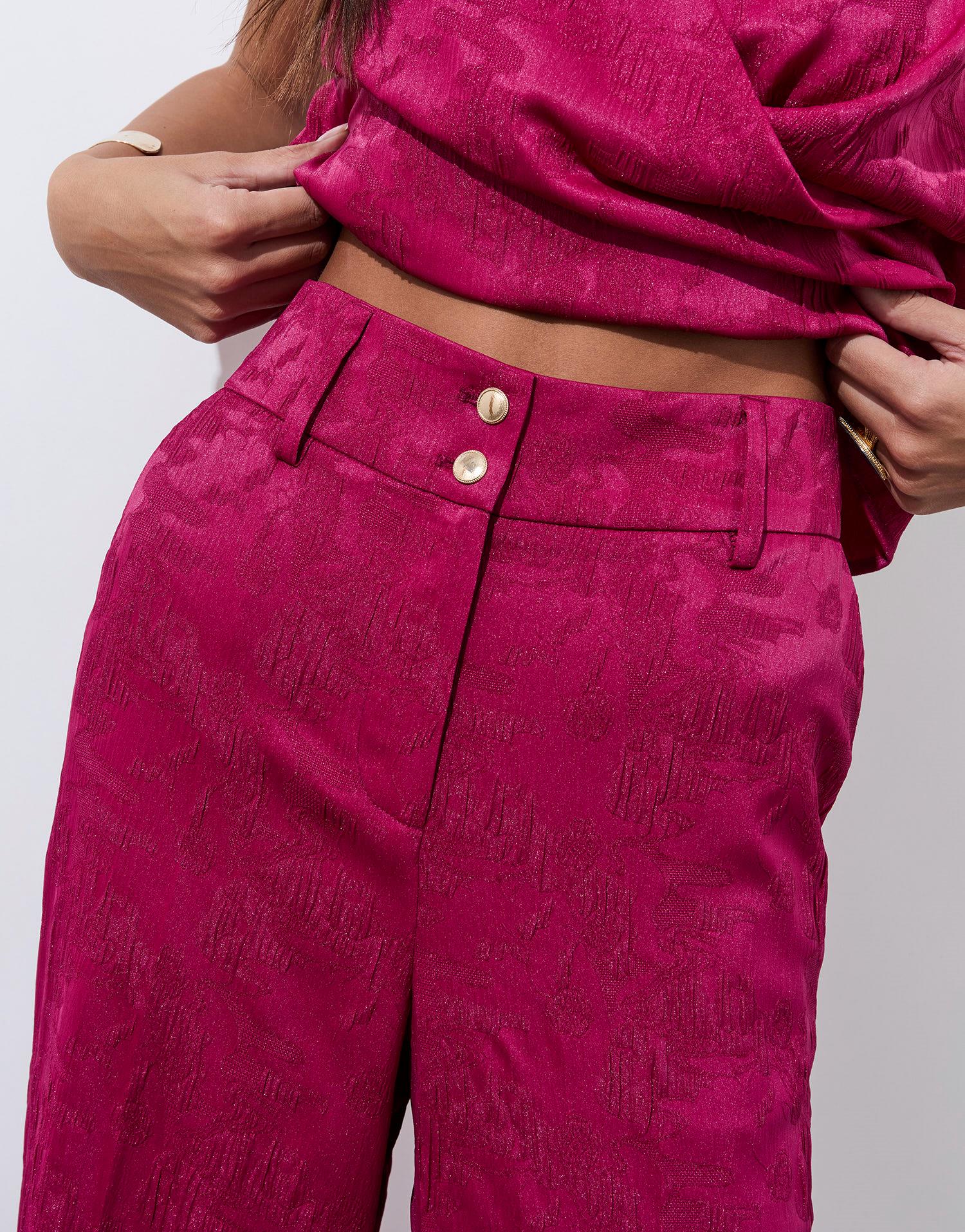 Pantalon long large jacquard
