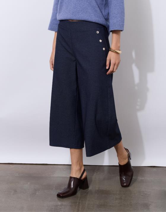 Pantalon mi-long Jupe-culotte uni