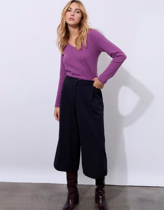 Pantalon cropped Jupe-culotte uni