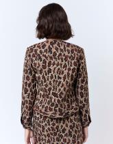 Veste courte en jacquard imprimé léopard