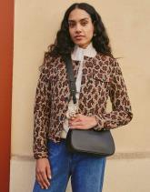 Veste courte en jacquard imprimé léopard