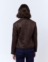 Perfecto court en suédine imprimé léopard