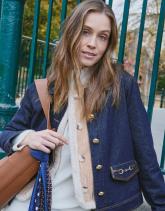 Blouson court en denim uni