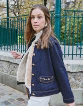 Blouson court en denim uni