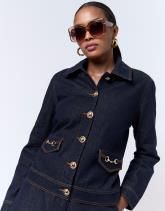 Blouson court en denim uni