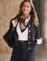 Blouson court en denim uni
