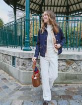 Blouson court en denim uni