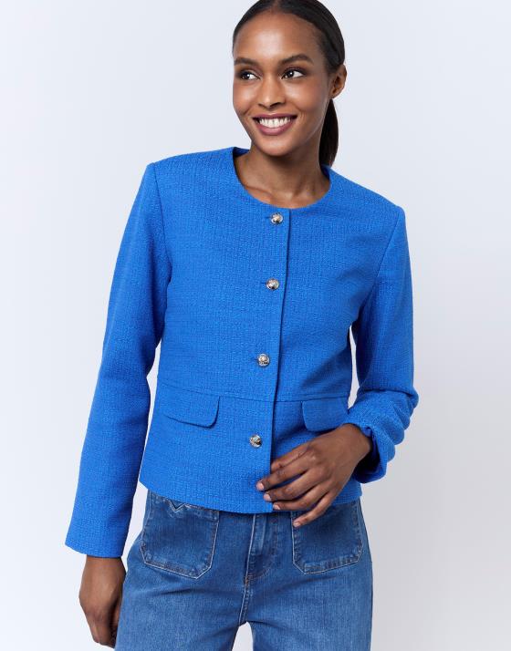 Veste En Jean Courte Jacqueline Riu - Taille 42 - Bleu Délavé - Doublure Coton/polyester - Occasion TBE