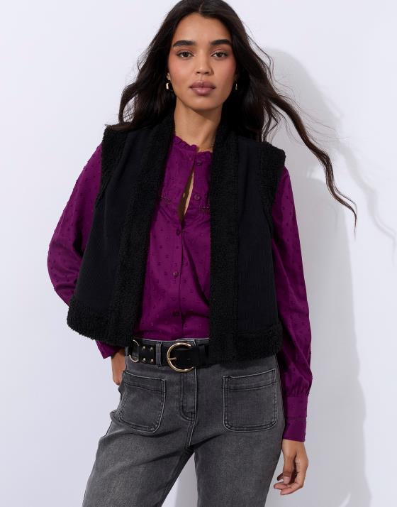 Gilet court en velours réversible