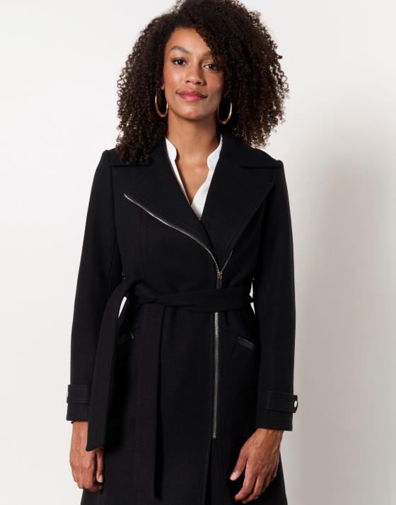 Manteau cintré noir femme best sale