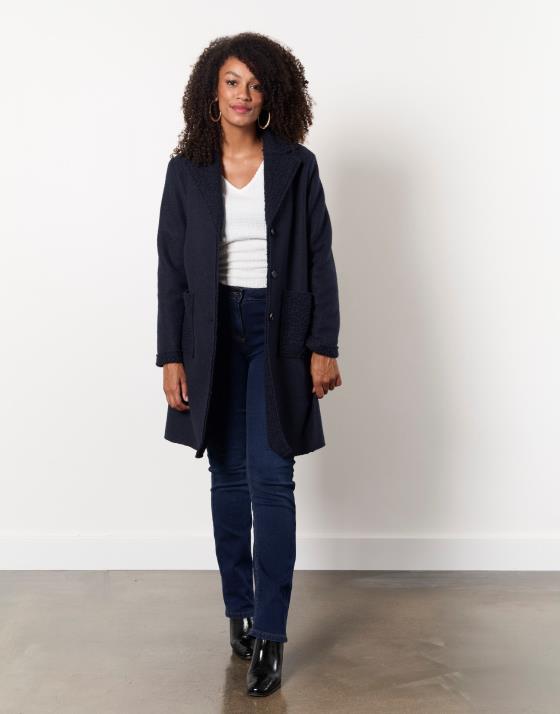 Manteau mi-long uni