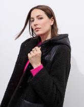 Manteau bi-matière uni