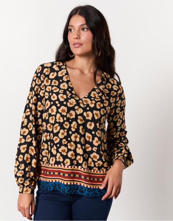 Blouse manches longues imprimé léopard