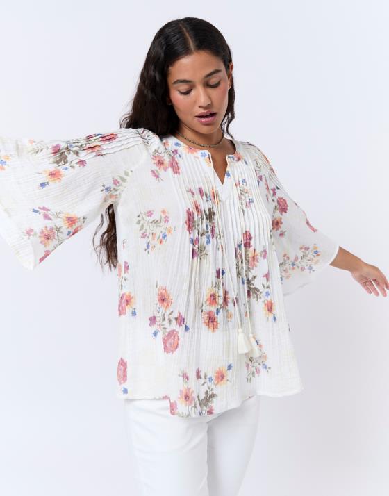 Blouse manches 3/4 imprimé à fleurs