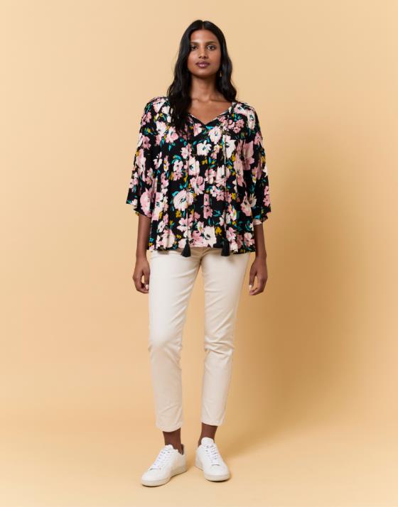 Blouse manches courtes imprimé à fleurs
